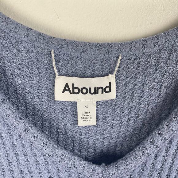Abound Dusty Blue Soft Waffle Knit Long Sleeve Shirt Thermal V Neck Size XS - Picture 2 of 5